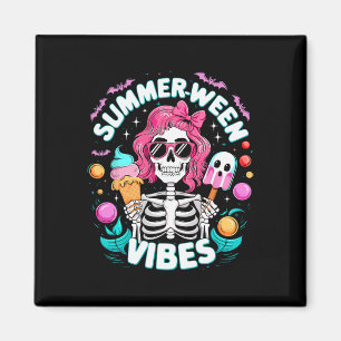Vibes Skeleton Spooky Vacation Halloween Sommer Magnet