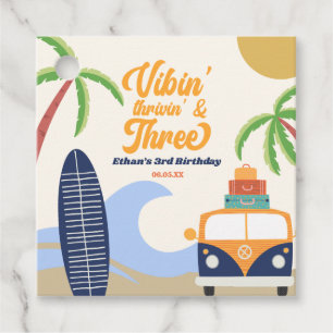 Vibin' & Three Surf Board 3. Geburtstags-Party Geschenkanhänger