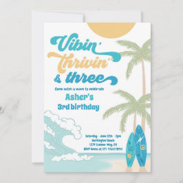 Vibin' Thrivin' & Three Retro Surf Strand Geburtst Einladung