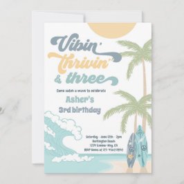 Vibin' Thrivin' & Three Retro Surf Strand Geburtst Einladung