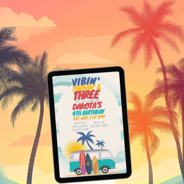 Vibin' Thrivin' & Three Surf Van 3rd Birthday Einladung (Von Creator hochgeladen)
