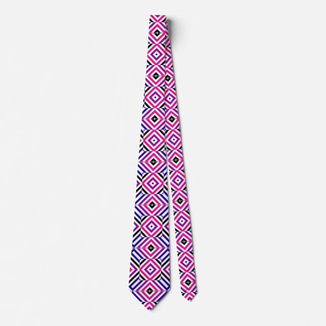 Vibranc Geometric Op Art Illusion Mosaik Muster Krawatte (Vorderseite)