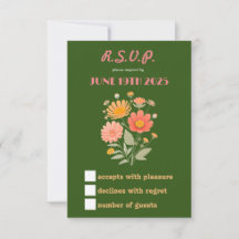 Vibranding Retro Floral RSVP Card
