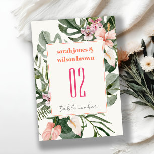 Vibranend Elegant Blush Boho Tropical Floral Weddi Tischnummer