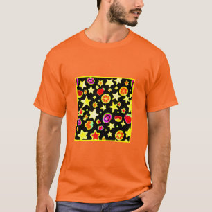 Vibranend farbiges Explosionssternmuster T-Shirt
