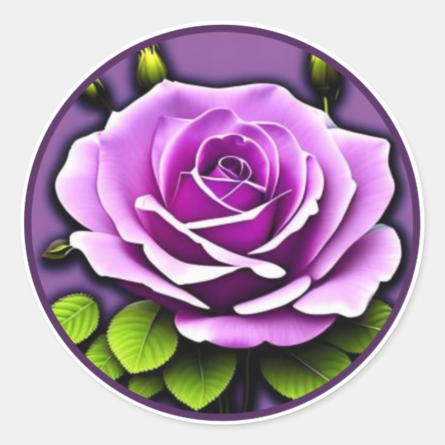 Vibranend Große Lila Rose Blumenbilder Runder Aufkleber (Vorderseite)