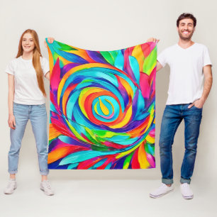 Vibranend Psychedelic Floral Spiral Painting Fleecedecke