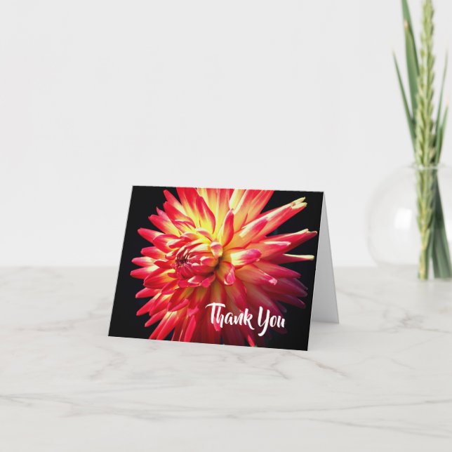 Vibranend Red Dahlia Blume Vielen Dank Dankeskarte (Vorderseite)