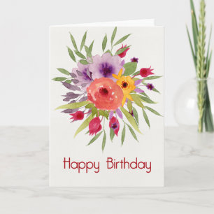 Vibranend Watercolor Blume Happy Birthday Card Karte