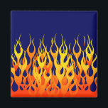 Vibraning Racing Flammen auf Navy Blue Magnet<br><div class="desc">Ein frisierte Auto rauschend Automobil cool orange auf blauem Button Streifen Flammen grafische Gestaltung, die immer für ein großartiges Geschenk für sich selbst oder für jemanden, der auf Ihrer Liste, sind sicher, einen Eindruck zu machen bei jedem festlichen Anlässe. E-Mail mit dem unten stehenden E-Mail-Link "Nachricht" für die speziellen Designanfragen,...</div>