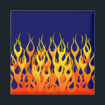 Vibraning Racing Flammen auf Navy Blue Magnet<br><div class="desc">Ein frisierte Auto rauschend Automobil cool orange auf blauem Button Streifen Flammen grafische Gestaltung, die immer für ein großartiges Geschenk für sich selbst oder für jemanden, der auf Ihrer Liste, sind sicher, einen Eindruck zu machen bei jedem festlichen Anlässe. E-Mail mit dem unten stehenden E-Mail-Link "Nachricht" für die speziellen Designanfragen,...</div>