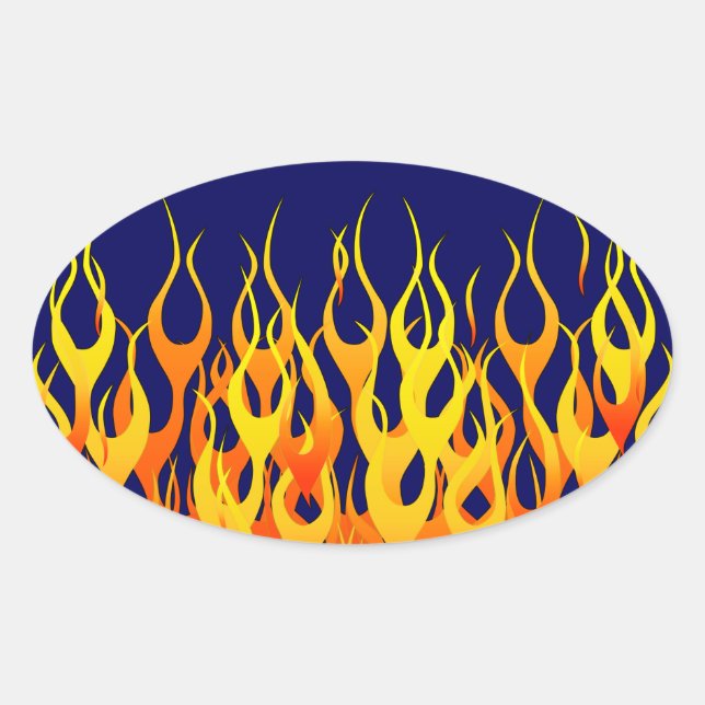 Vibraning Racing Flammen auf Navy Blue Ovaler Aufkleber (Vorderseite)