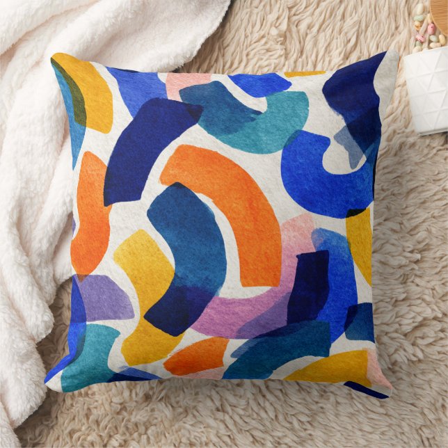 Vibraning Watercolor Abstrakt | Moderne Kunst Kissen (Decke)