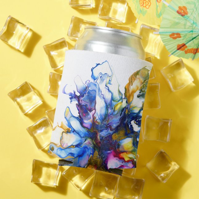 Vibranly Blue Abstrakt Fluid Art Agate Tote Bag Dosenkühler (In Situ Sommer)