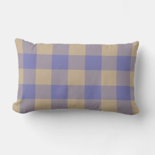 Vibranly Blue Beige Gingham Karo Pattern Kissen Für Draußen
