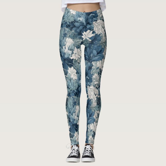 Vibranly Blue Floral Leggings (Vorderseite)