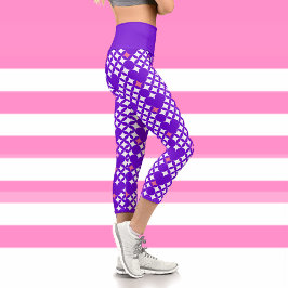 Vibranly Blue Pattern Trendy Capri Leggings