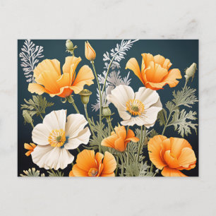 Vibranly California Poppy Botanical Postkarte