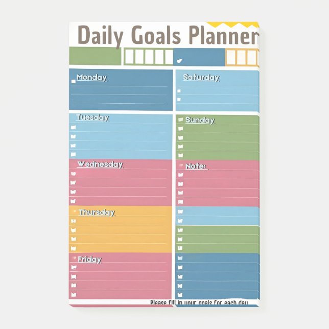 Vibranly Daily Goal Planner Post - Notizen (Vorderseite)