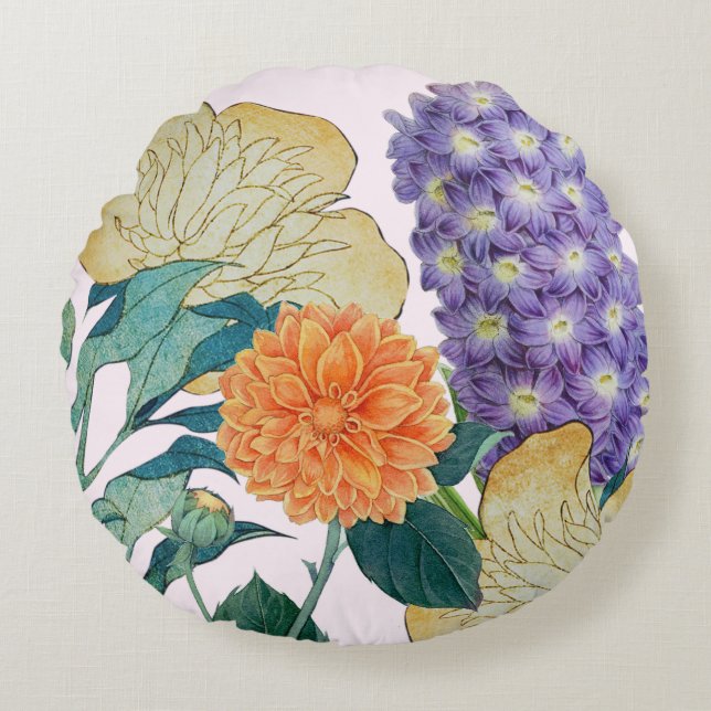 Vibranly Floral Medley Round Pillow Rundes Kissen (Vorderseite)
