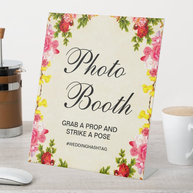 Vibranly Floral Wedding Foto Booth Sockelschild (In Situ)