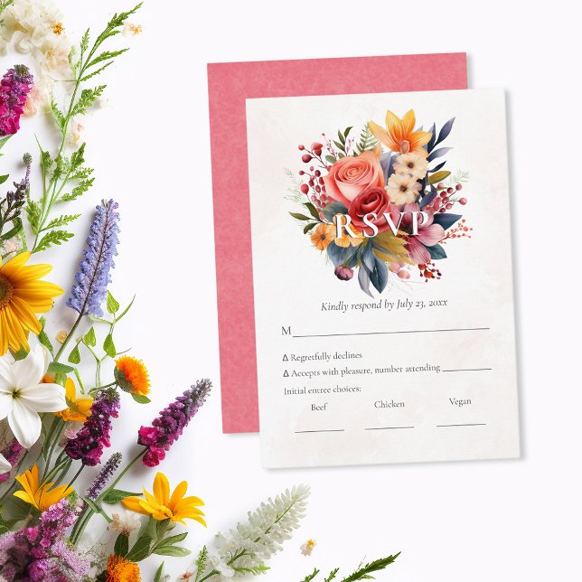 Vibranly Florals Watercolor UAWG RSVP Karte (Von Creator hochgeladen)
