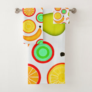 Vibranly Fruity Kaleidoscope Pattern Badhandtuch Set