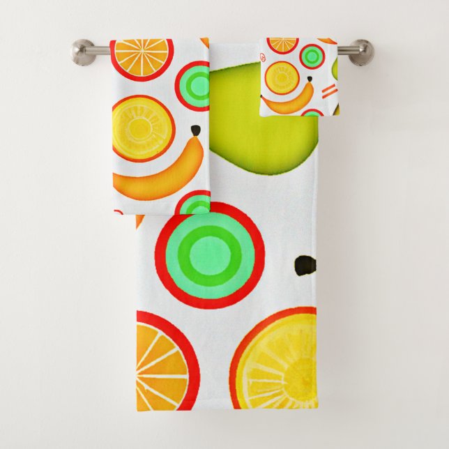 Vibranly Fruity Kaleidoscope Pattern Badhandtuch Set (Insitu)