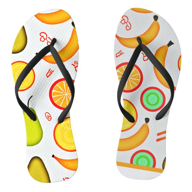 Vibranly Fruity Kaleidoscope Pattern Flip Flops (Fußbett)