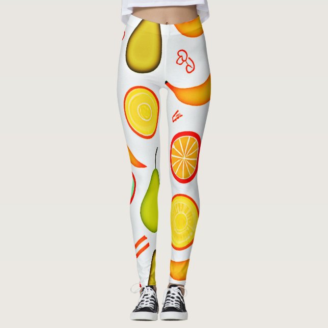 Vibranly Fruity Kaleidoscope Pattern Leggings (Vorderseite)