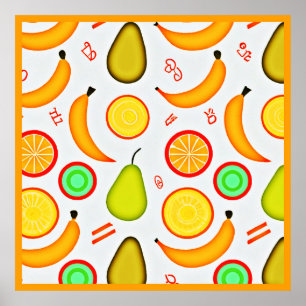 Vibranly Fruity Kaleidoscope Pattern Poster