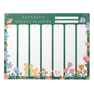 Vibranly Garden Floral Weekly Planer Notepad Green Notizblock