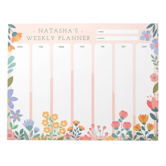 Vibranly Garden Floral Weekly Planner Notepad Notizblock (Vorderseite)