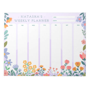 Vibranly Garden Floral Weekly Planner Notepad Notizblock