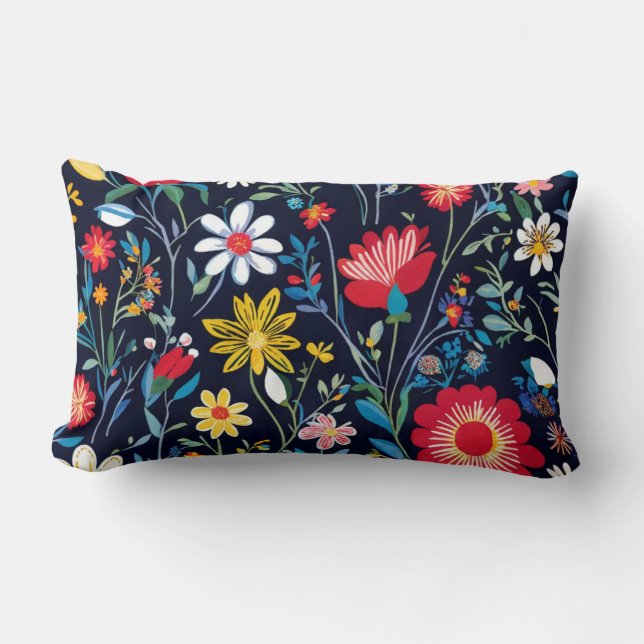 Vibranly Indie Floral Pattern Pillow Lendenkissen (Vorderseite)