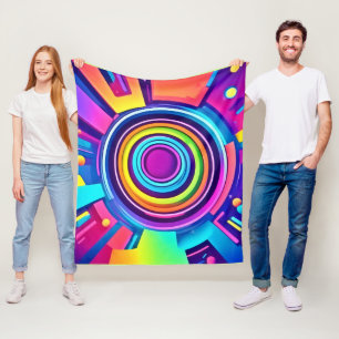 Vibranly Psychedelic Vortex Art Fleecedecke