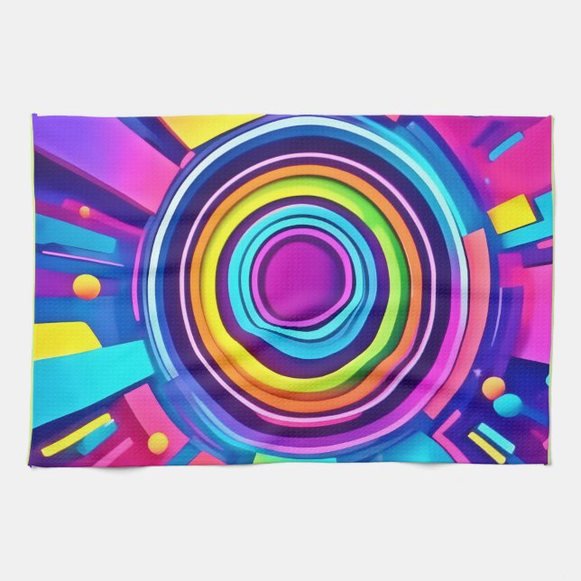 Vibranly Psychedelic Vortex Art Geschirrtuch (Horizontal)