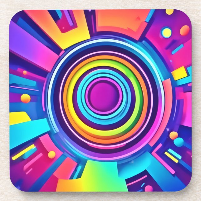 Vibranly Psychedelic Vortex Art Getränkeuntersetzer (Vorderseite)