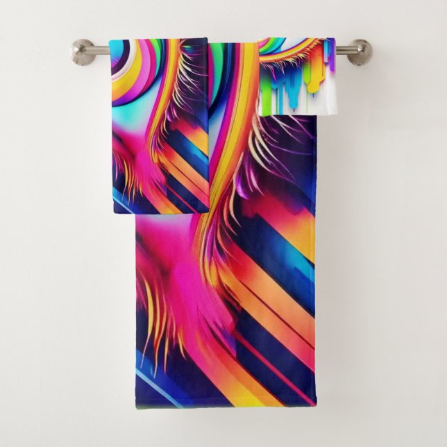 Vibranly Rainbow Eye Artwork Badhandtuch Set (Insitu)