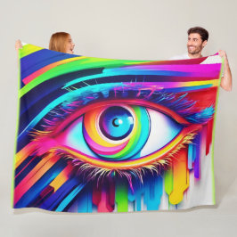 Vibranly Rainbow Eye Artwork Fleecedecke