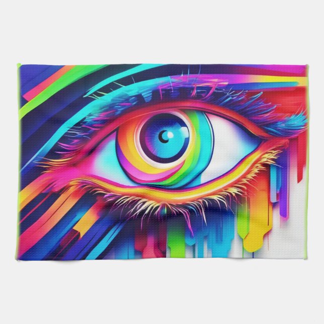 Vibranly Rainbow Eye Artwork Geschirrtuch (Horizontal)