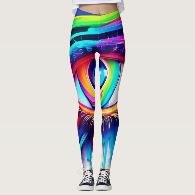 Vibranly Rainbow Eye Artwork Leggings (Vorderseite)