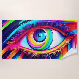 Vibranly Rainbow Eye Artwork Strandtuch