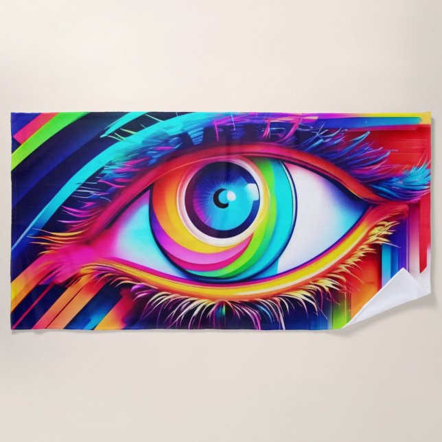 Vibranly Rainbow Eye Artwork Strandtuch (Vorderseite)