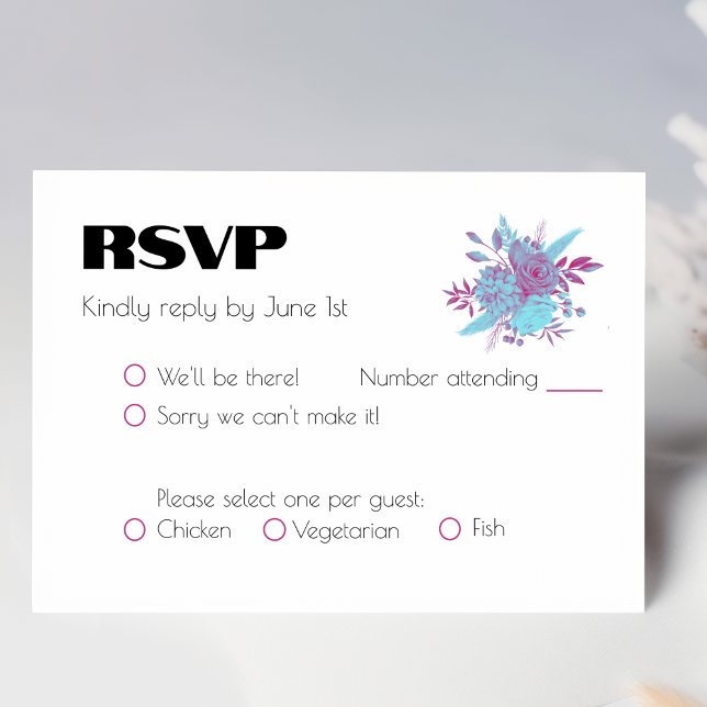 Vibranly Rainbow Floral Wedding RSVP Karte (Von Creator hochgeladen)