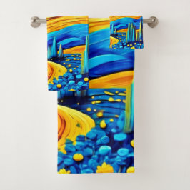 Vibranly Starry Artwork Badhandtuch Set