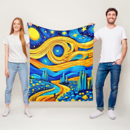 Vibranly Starry Artwork Fleecedecke