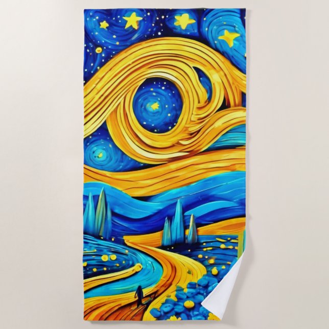 Vibranly Starry Artwork Strandtuch (Vorderseite)