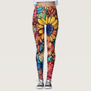 Vibrannende Blütendoodle-Explosion Leggings