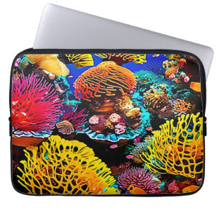 Vibrannendes Design des tropischen Korallengarten Laptopschutzhülle